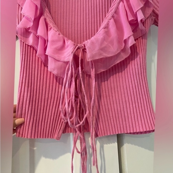 Zara pink ruffle crop top Small - Picture 4 of 8